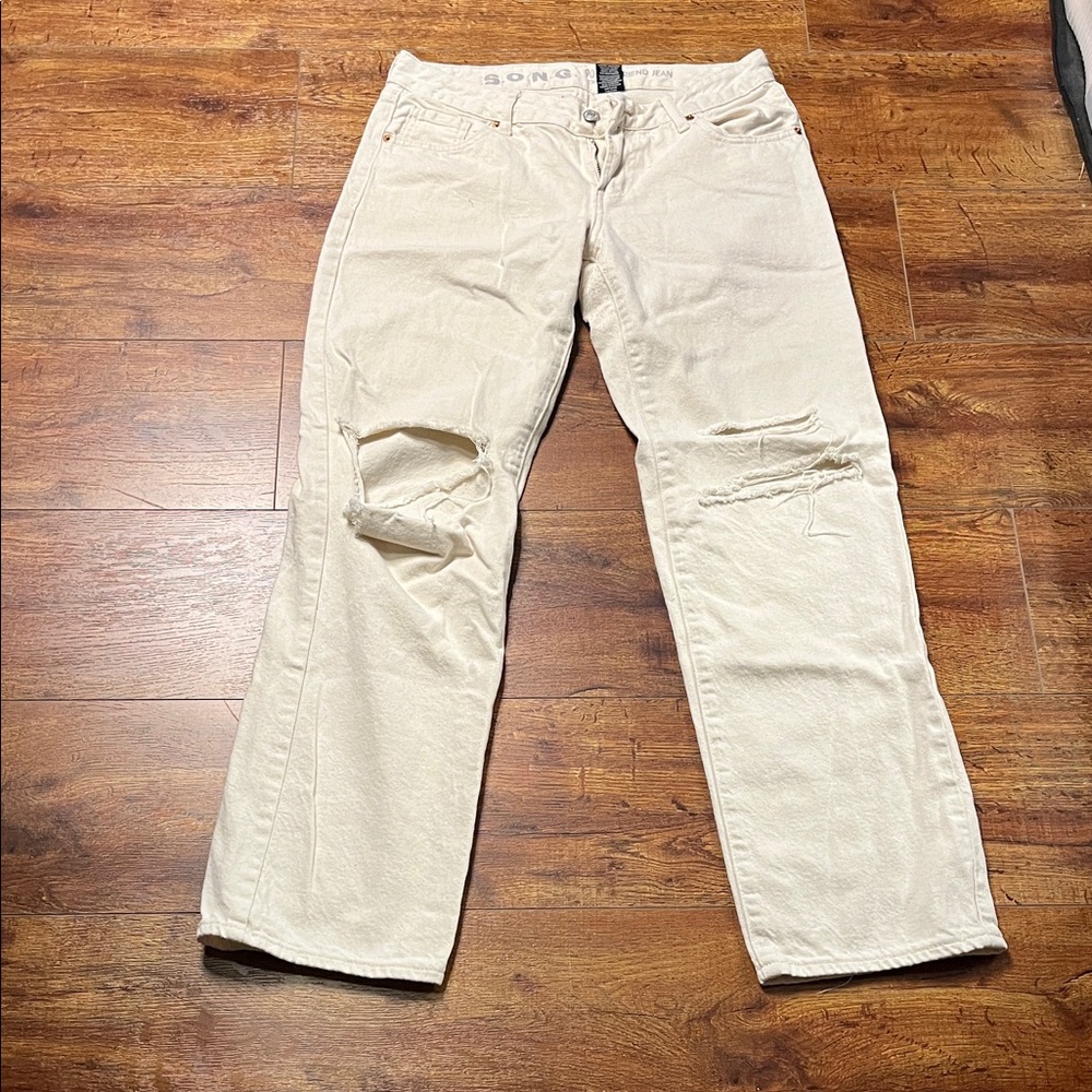 S.O.N.G cream denim 90’s boyfriend jeans low rise